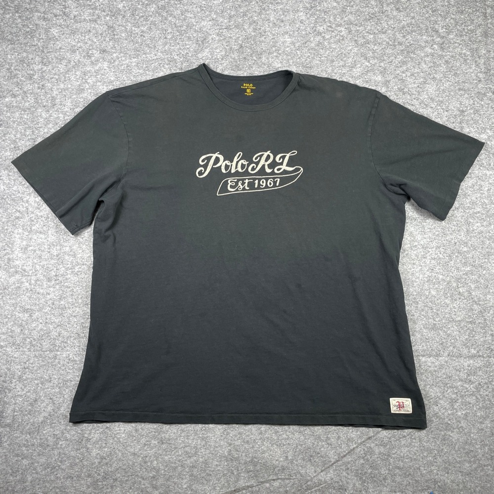 Polo Ralph Lauren T Shirt Mens 3XLT Black Est 1967 Script Crew Neck Tall